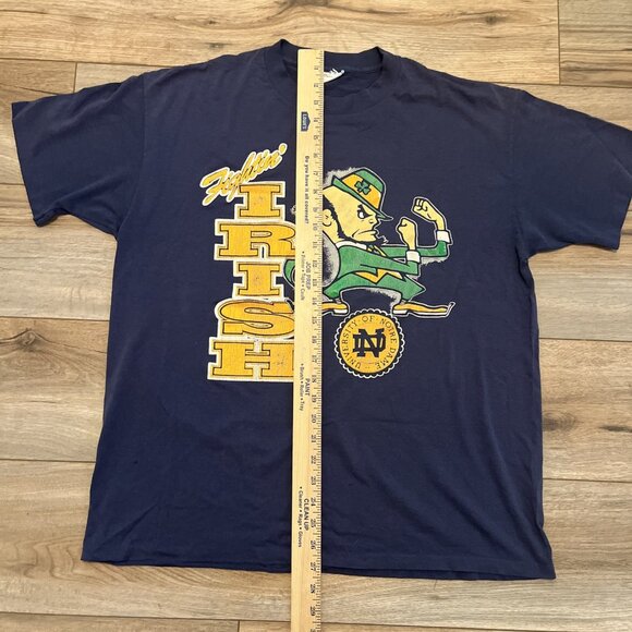 VTG Notre Dame Fighting Irish T Shirt Adult SZ MEDIUM Navy Blue ND Single Stitch - Picture 9 of 10